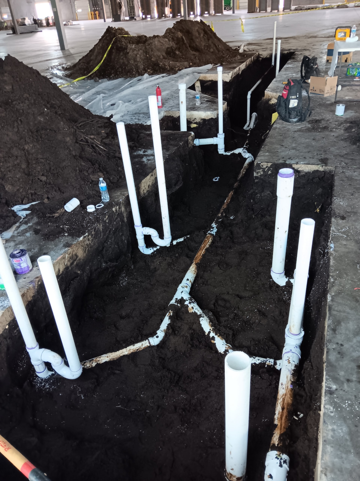 Under-slab sanitary rough-in — Distribution center · GA